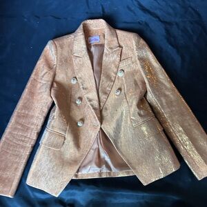 Shimmering Gold Double-Breasted Women's Blazer